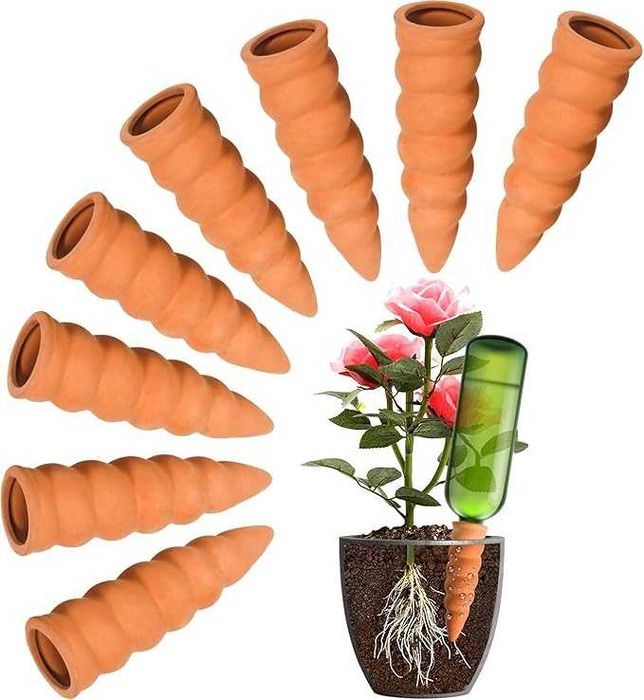 Zestaw 8 stożków glinianych do podlewania, stożek do nawadniania