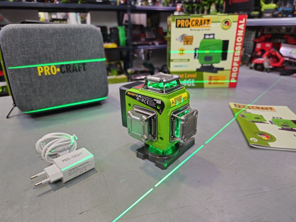 4D Лазерный уровень нивелир ProCraft LE-4GL Гарантия 36мес Акумулятор