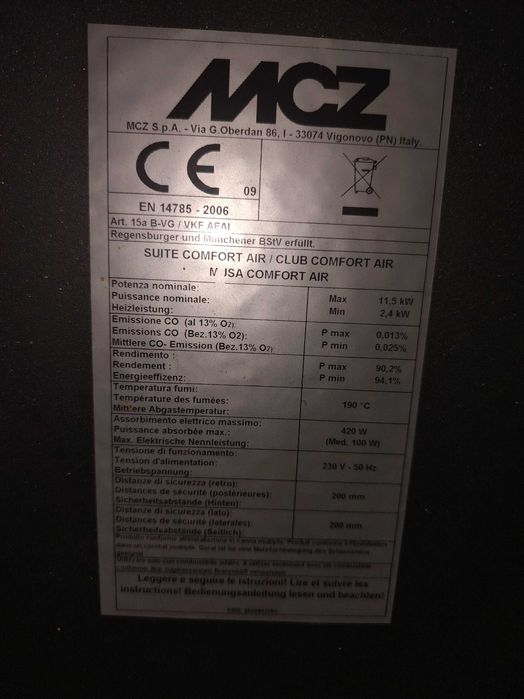 Piec na pellet Mcz Suite Comfort Air - 2006