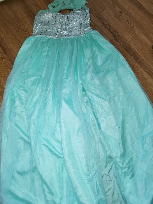 Suknia srebrno miętowa M/L na wesele