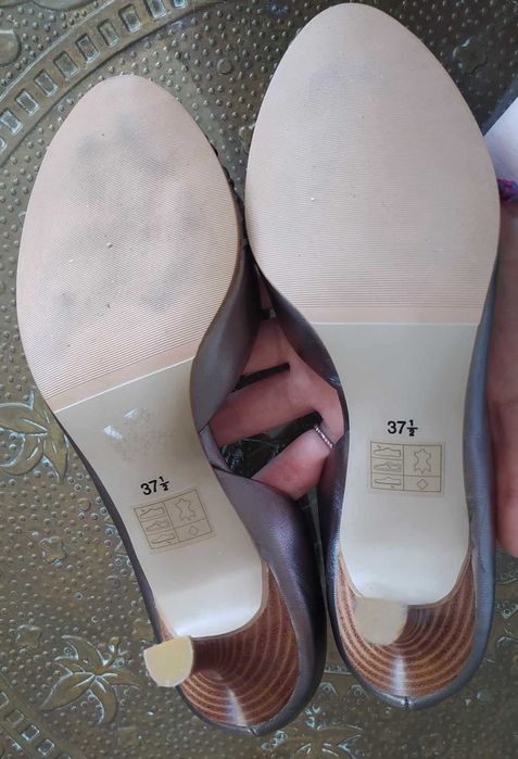 Srebrne, złote buty sandałki na obcasie