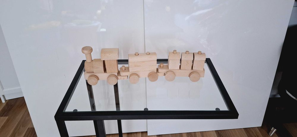Drewniana kolejka pociąg drewniany składany rozkładany klocki drewnian