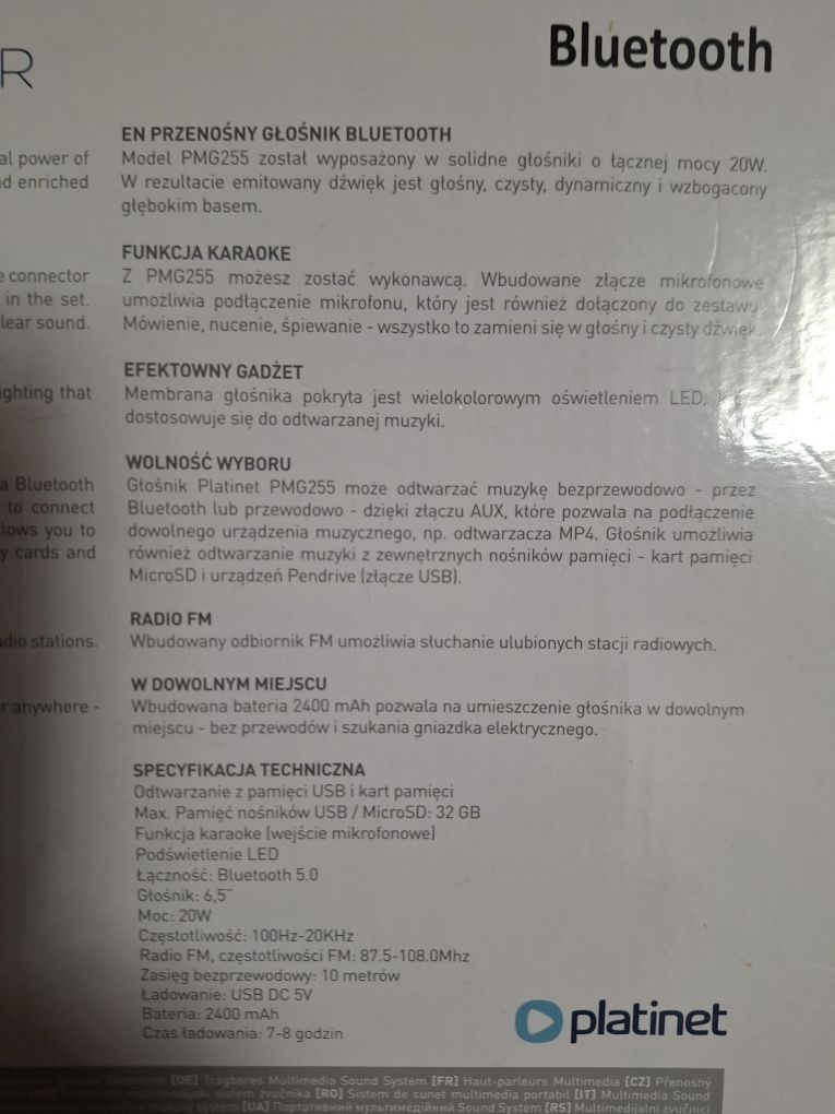 Głośniki karaoke Bluetooth 20 W