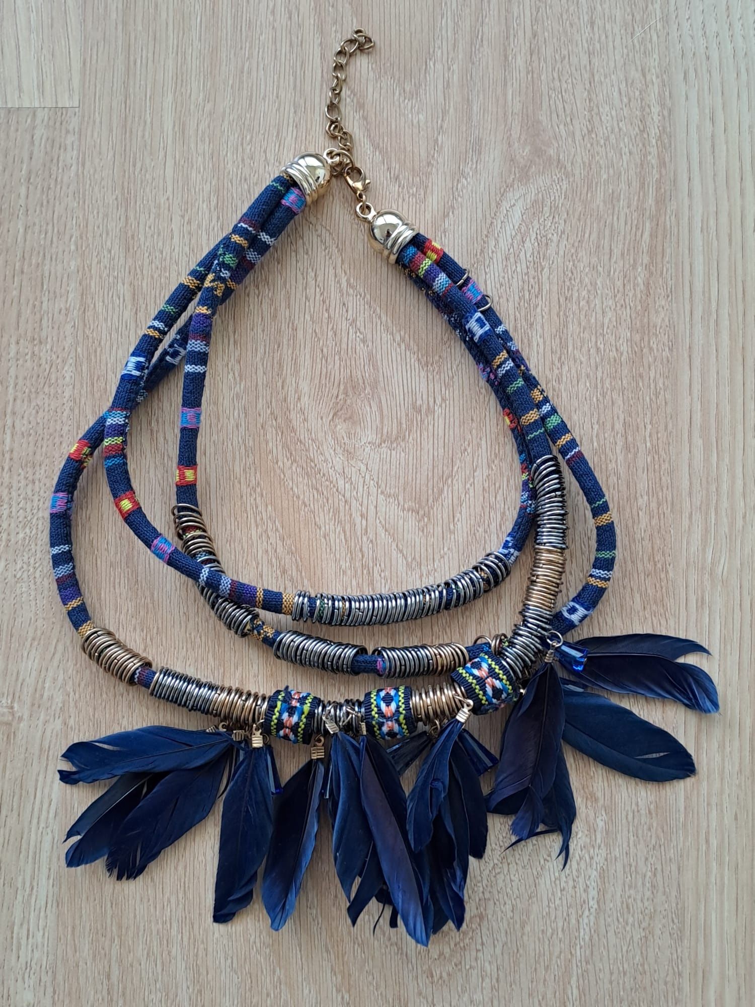 Colar de penas azul