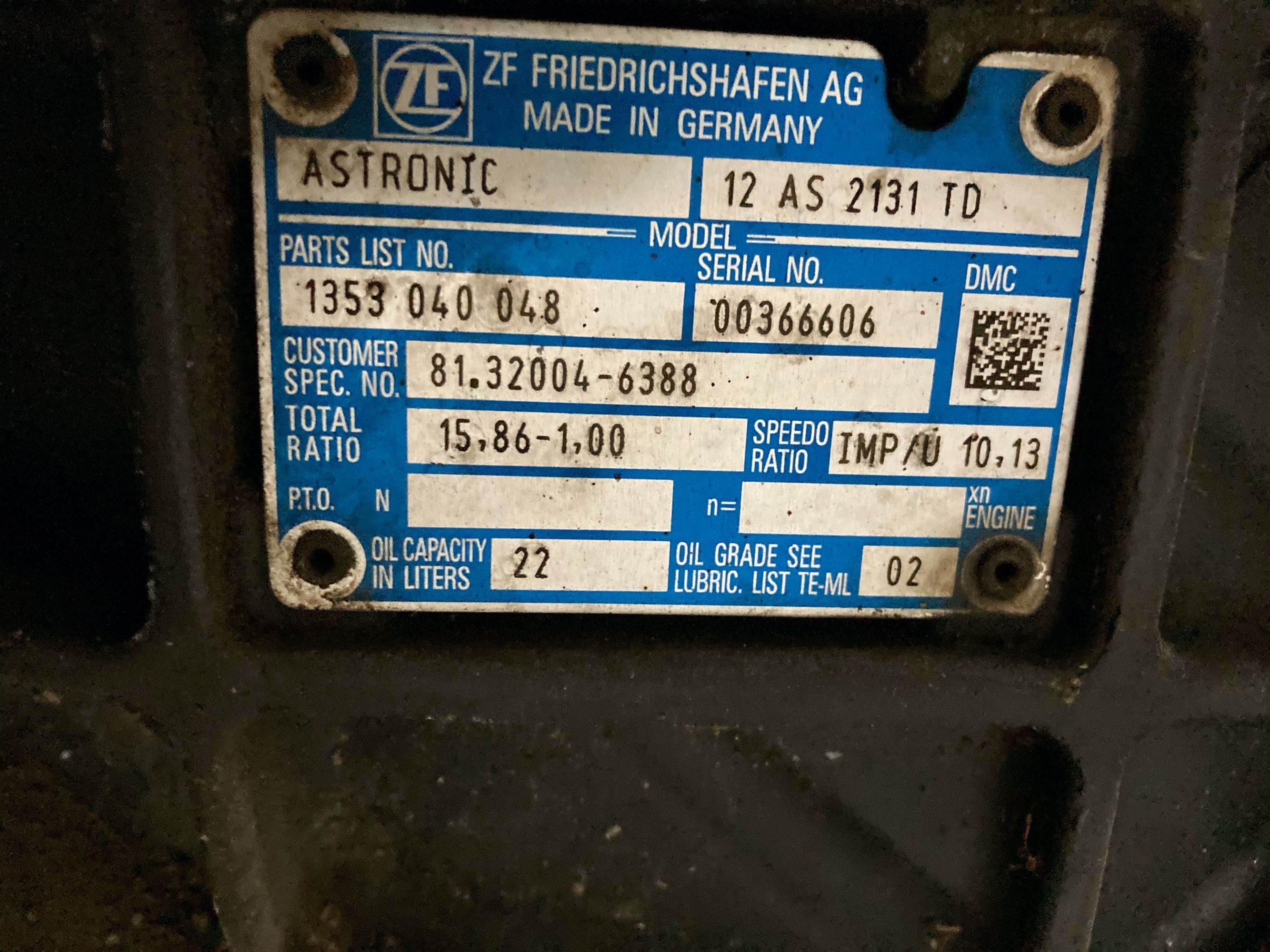Skrzynia biegów man tgx/s euro 6  zf retarder 12as2131td