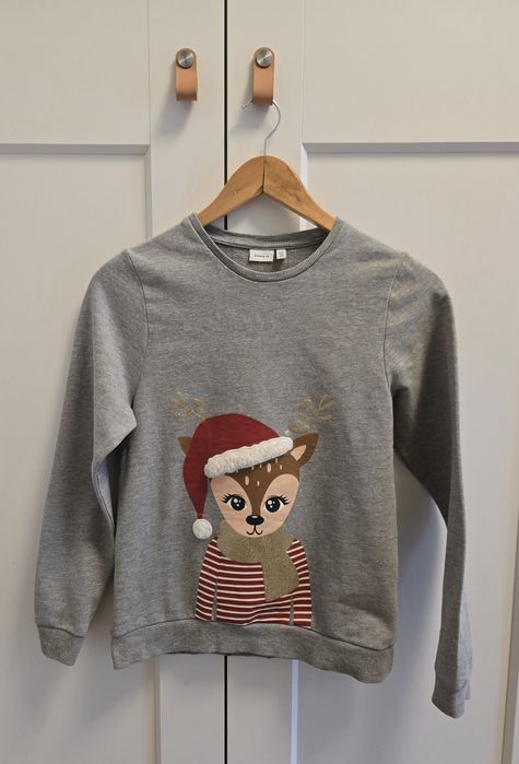 Bluza świąteczna Name it, r. 146/152, renifer, czapka Mikołaja