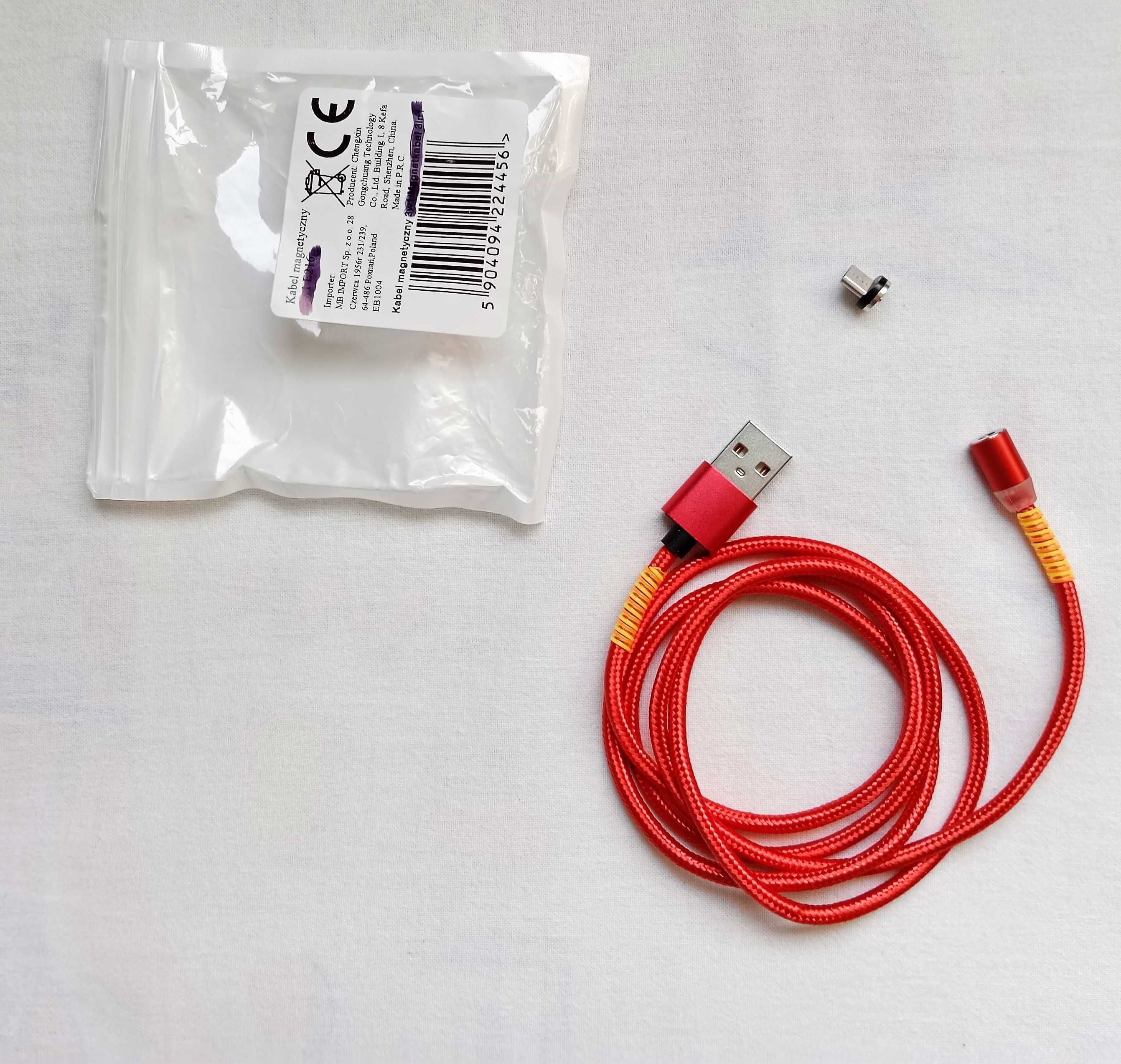 Kabel zasilający USB – micro USB, magnetyczny, 1 metr.