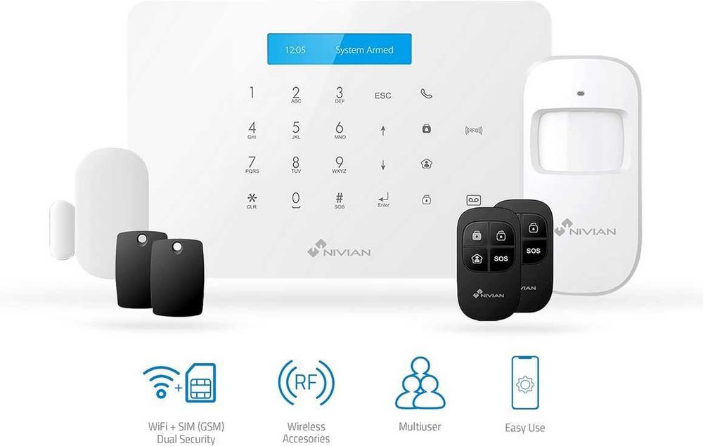 Bezprzewodowy System Alarmowy Nivian WLAN/GSM Czujka Piloty