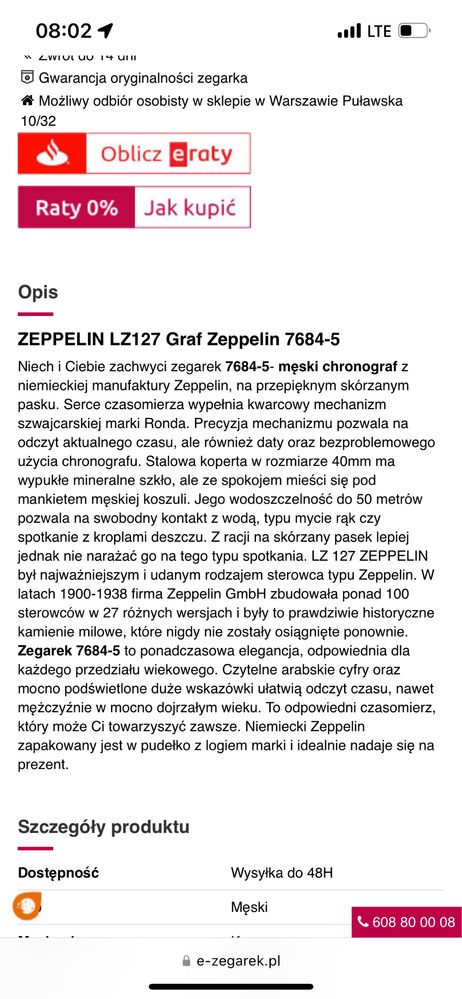 Zegarek Zeppelin LZ127 kwarcowy
