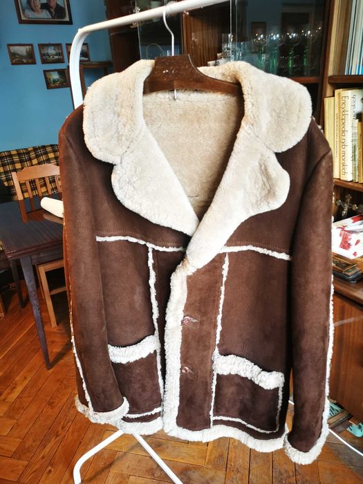 ubrania vintage Nowe lata 60 70 kożuch płaszcz marynarki krawaty XL