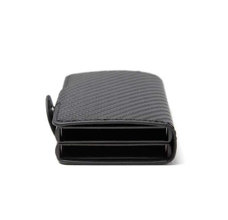 Porta cartões estilo SECRID automático duplo preto carbono