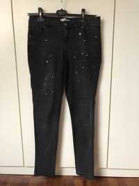 Spodnie jeansy grafit Promod z kryształkami 42
