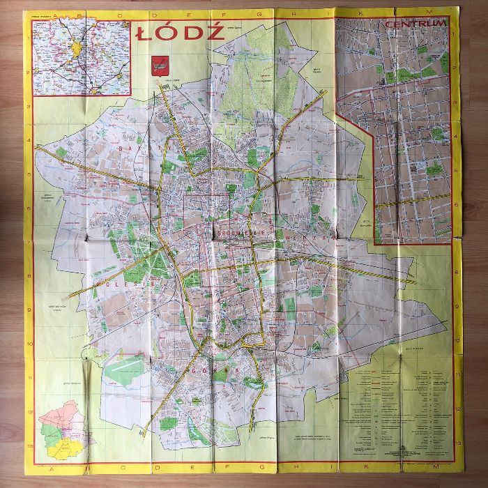 Łódź, plan miasta, 1986