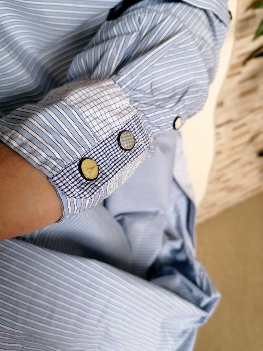 Scotch & Soda koszula męska casual niebieska paski guziki bawełna XXL