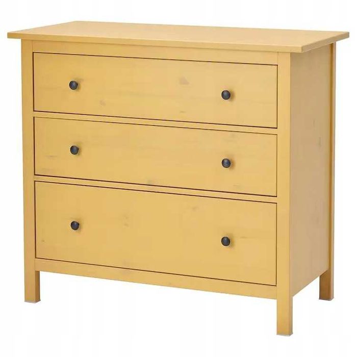 IKEA HEMNES Komoda, 3 szuflady, bejca żółta, 108x96 cm