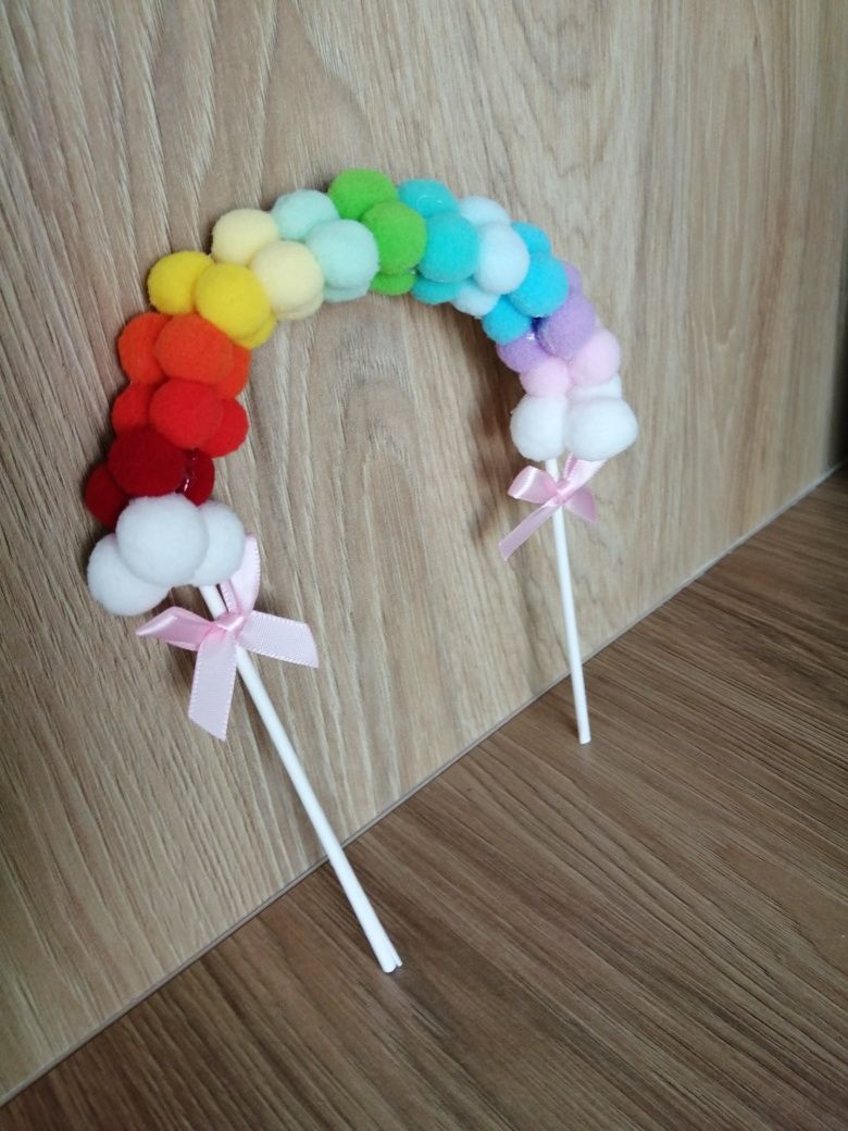 Topper na tort tęcza balony