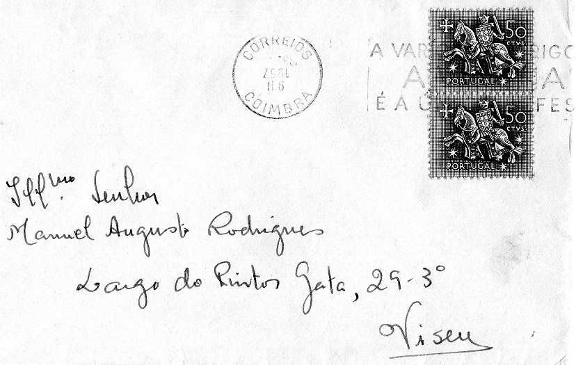 selo Portugal - 1957 = Envelope, selos e carimbo