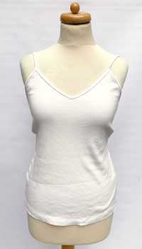 Bluzka Prążkowana Koszulka Biała H&M L 40 Biel
