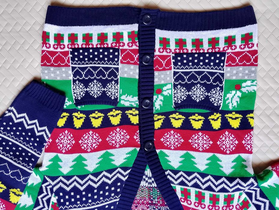 M Męski sweter świąteczny na święta kardigan rozpinany Mikołaj