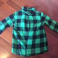 camisa verde aos quadrados para menino (tamanho 104, 3-4 anos)