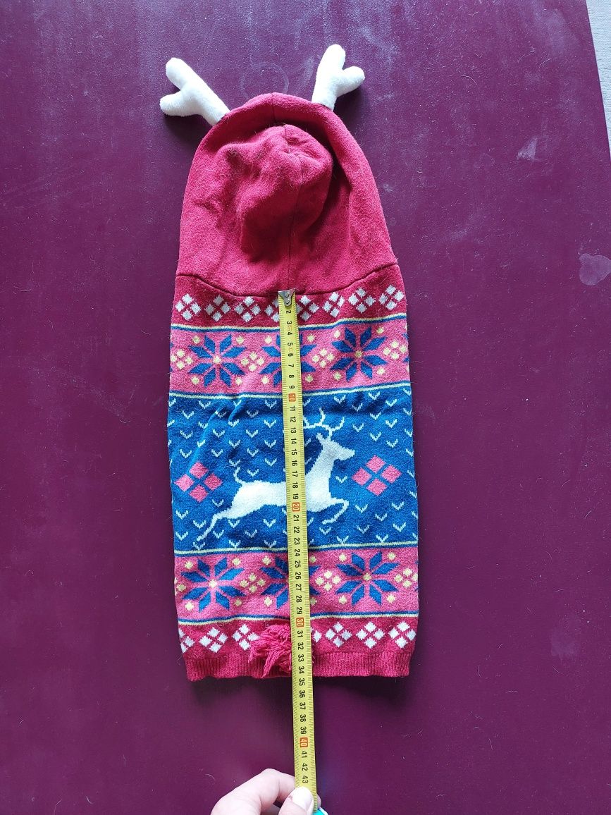 Świąteczny sweter psa psa z rogami