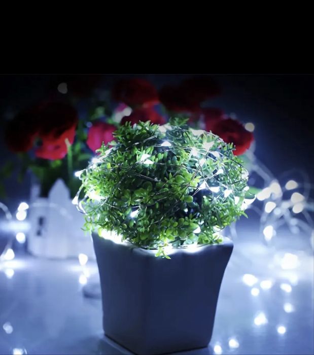 Lampki Led bialy zimny światełka ozdobne 5 metrów 50 sztuk lampek