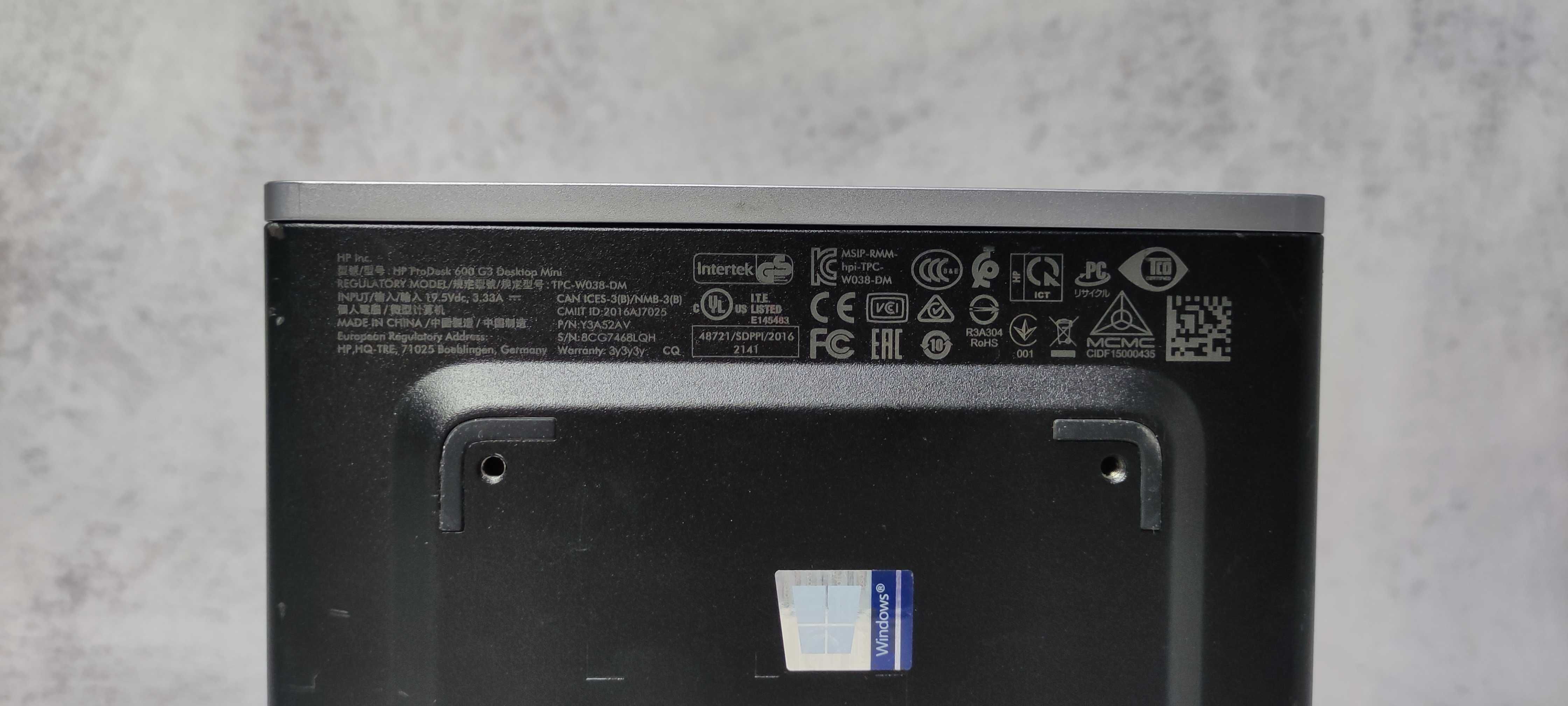 Комп'ютер HP Prodesk 600 G3 Mini i3-7100t 8Gb DDR4 SSD 128Gb Гарантія