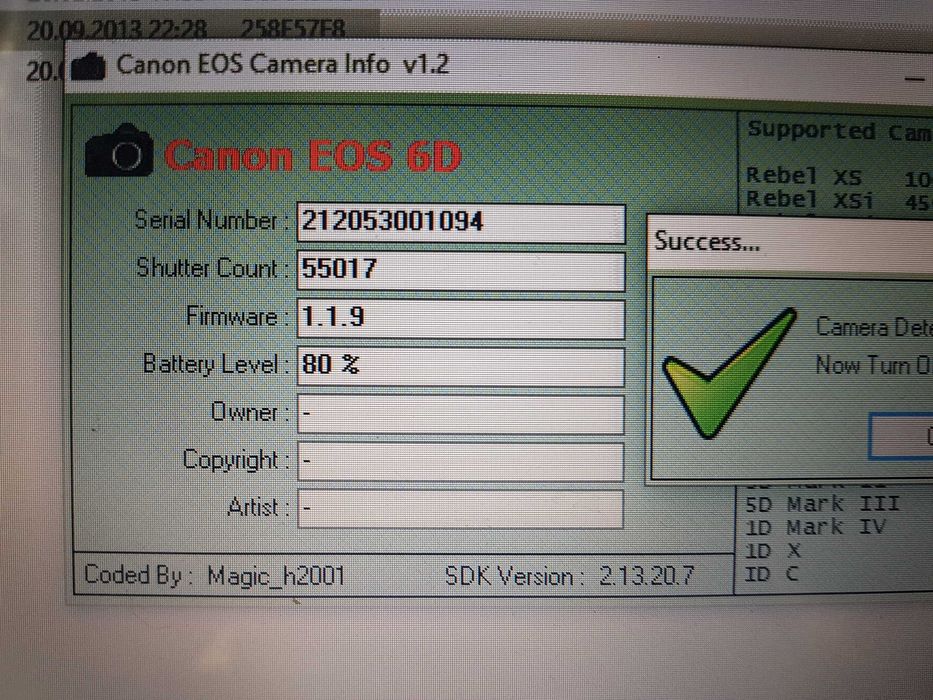 Canon EOS 6D + obiektyw ilość zdjęć 57 tys.