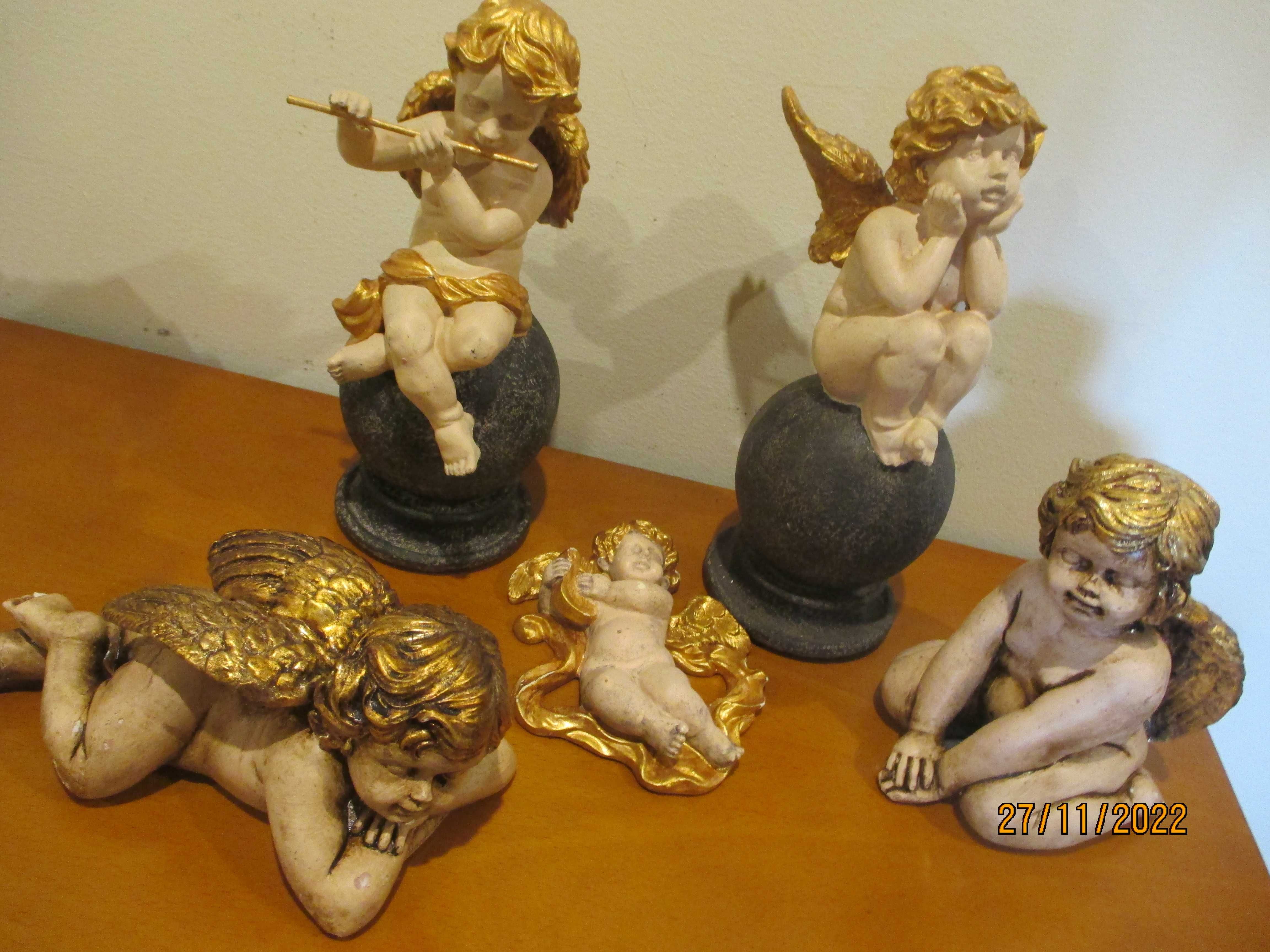 6 estatuetas antigas de anjos