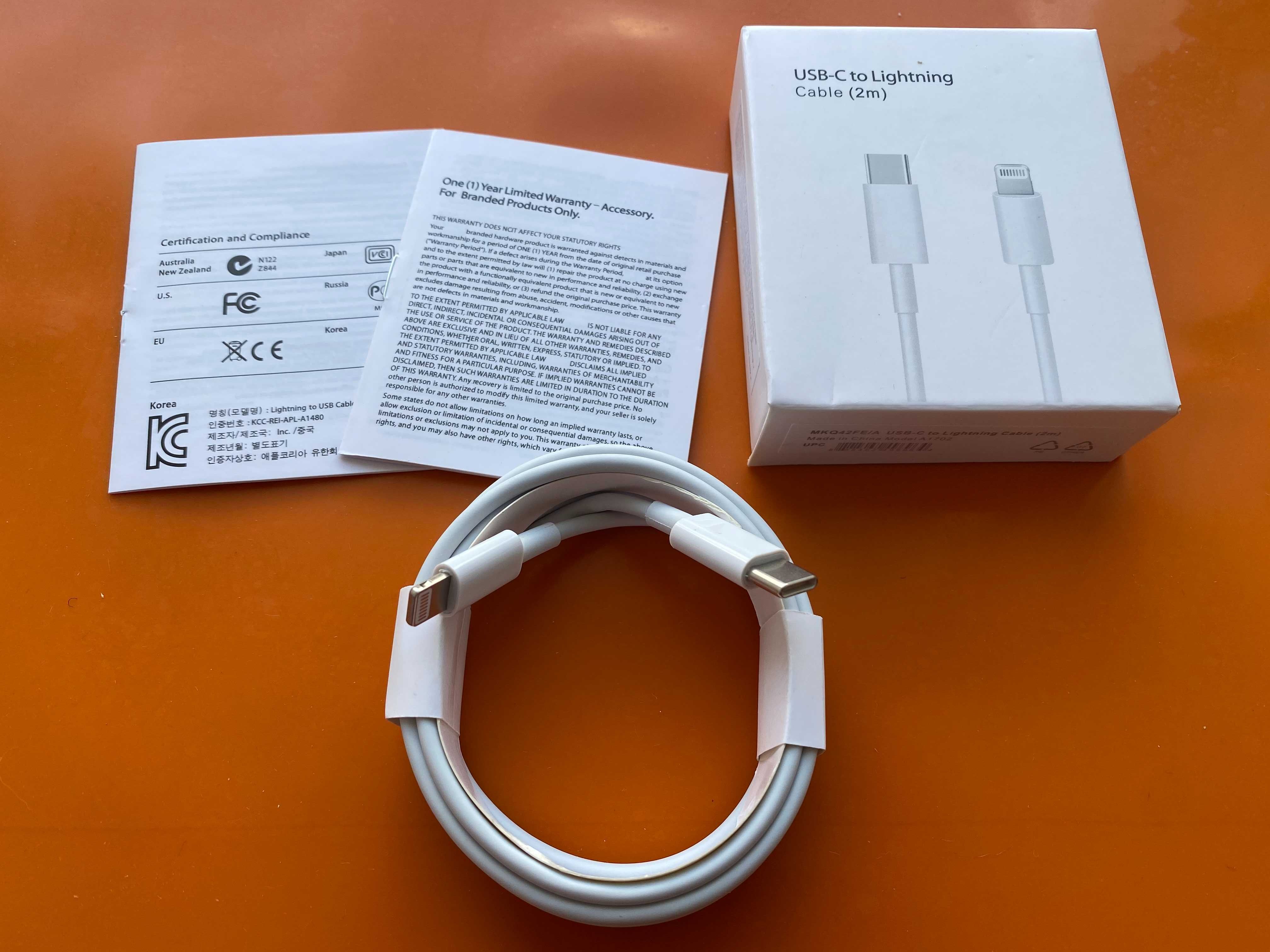 Кабель Apple USB-C на Lightning Cable (2 m) A1702 (MKQ42FE/A)