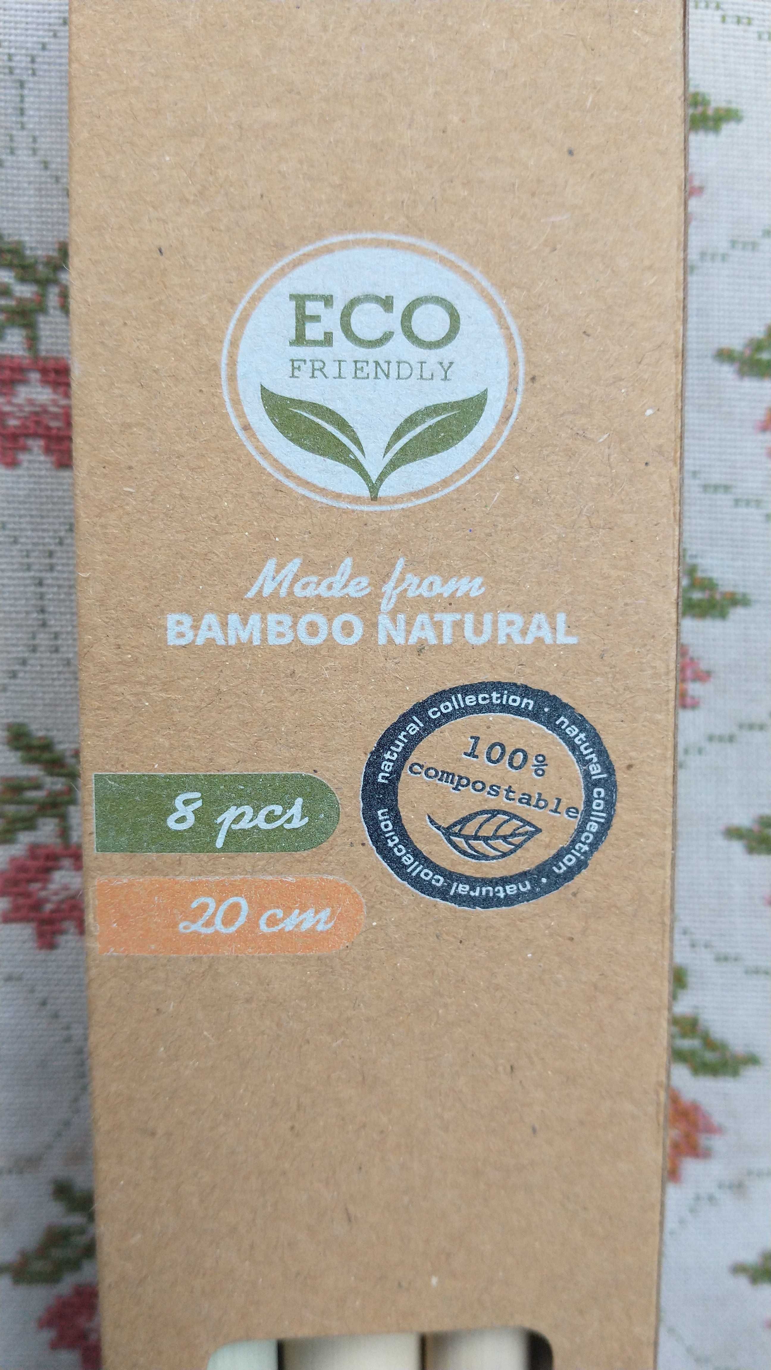 Słomki bambusowe, rurki do picia napojów - 8 sztuk / NOWE.