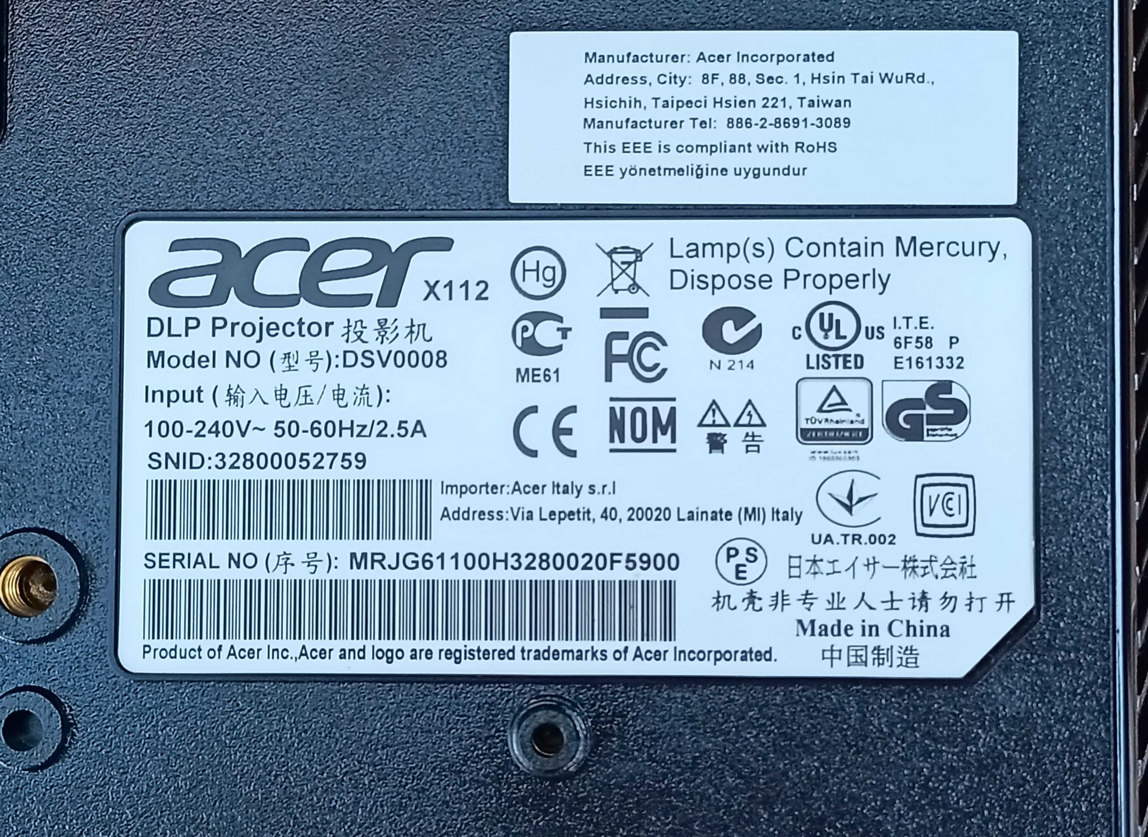 Мультимедийный проектор «Acer X112»