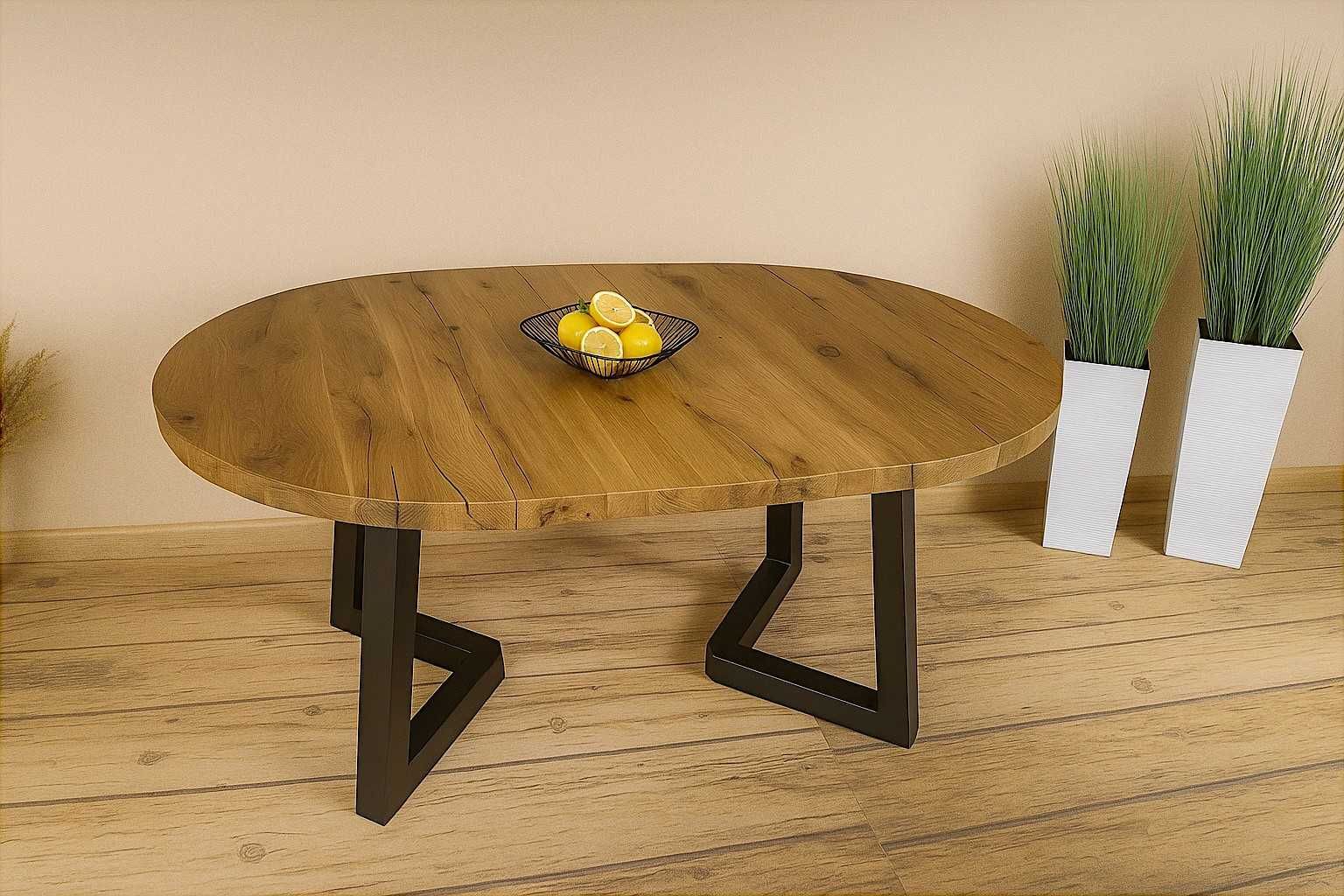 Stół Dębowy Okrągły LOFT, 100% Lite Drewno, Różne Wymiary, Rozkładany.