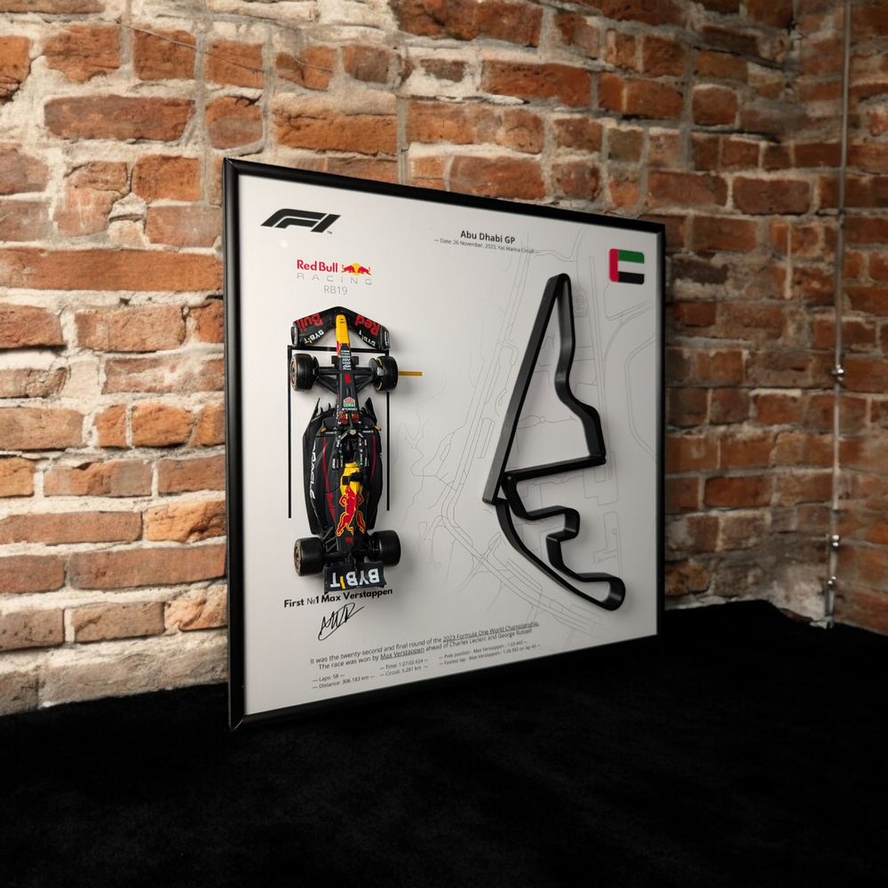 Bburago з Рамкою 2в1 RB19 3D Траса Abu Dhabi GP 2023 #1 Max Verstappen