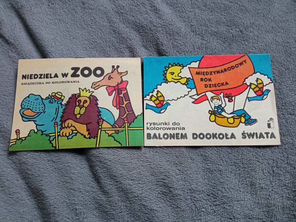 UNIKAT!! Kolorowanki PRL Niedziela w Zoo + Balonem dookoła świata 1979