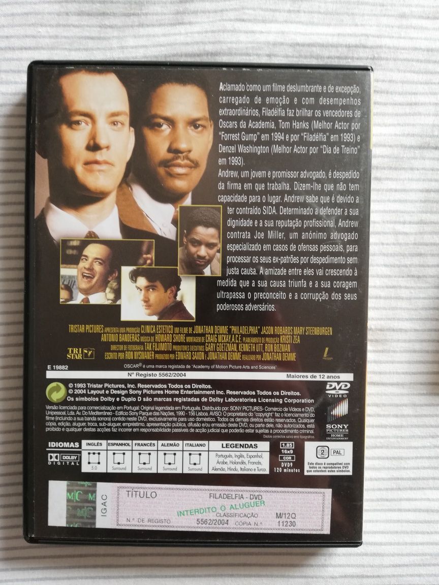 Dvd do filme "Filadélfia", Tom Hanks (portes grátis)