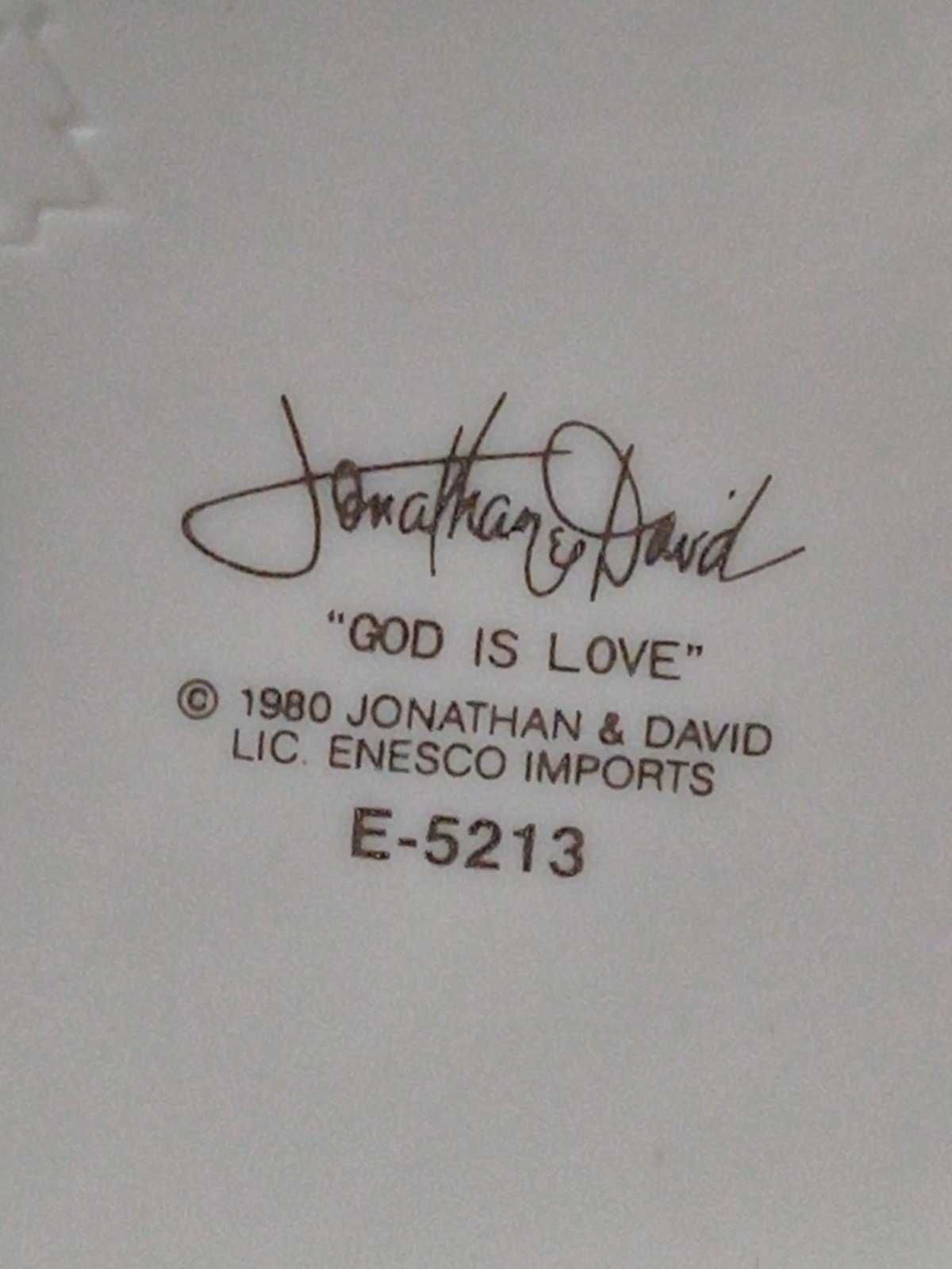 Колекційна порцелянова статуетка JONATHAN & DAVID «Бог є любов» 1980р.