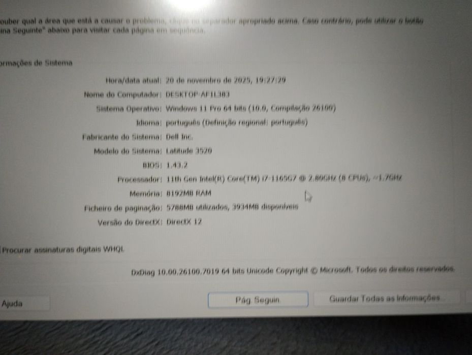 Dell latitude 3520 11°geracao I7-1165G7