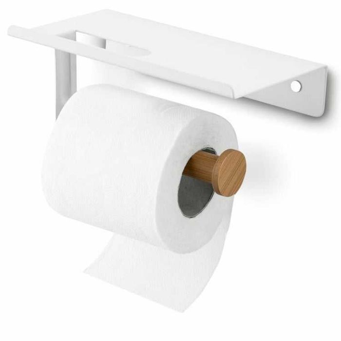 Uchwyt wieszak łazienkowy na papier toaletowy Tadar Wood biały