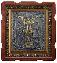 Икона Ангел-Хранитель - в красивом окладе с серебром, киот