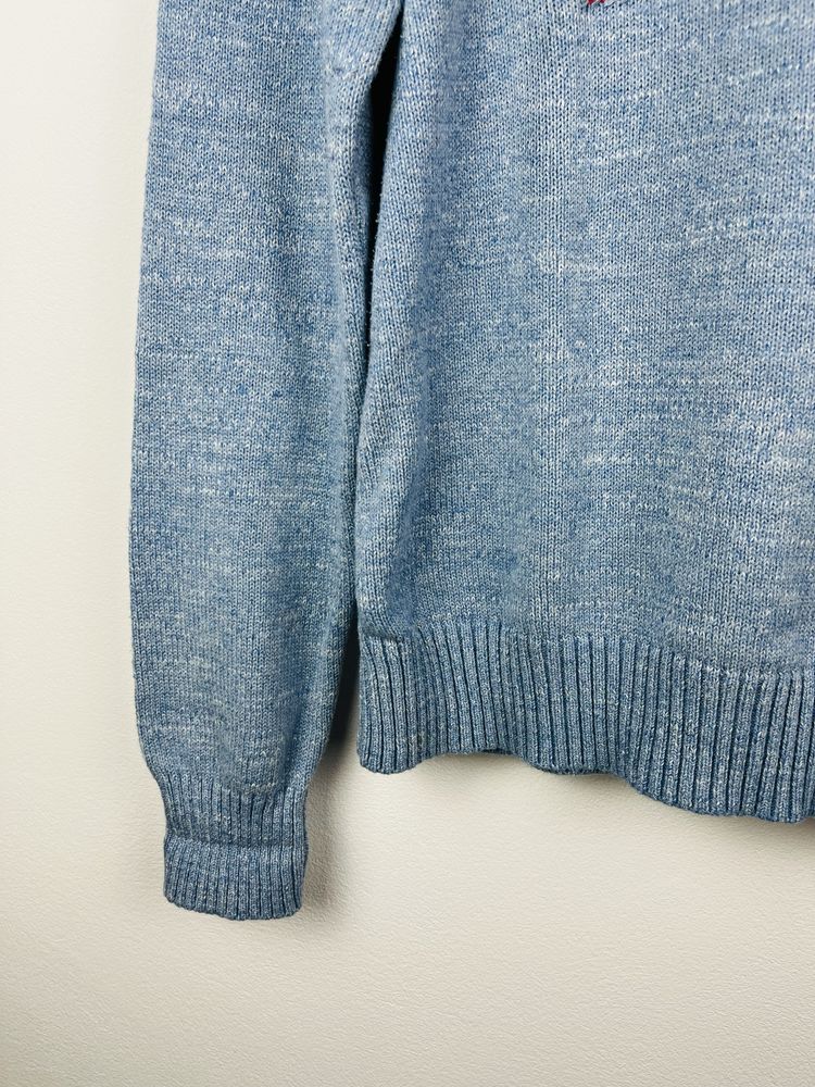 Niebieski sweter męski Polo Ralph Lauren z flagą rozmiar L fit swetr