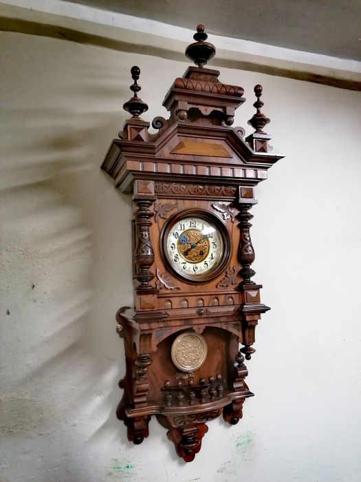 Piękny zegar GUSTAV BECKER wiszący Ślązak z 1900r.