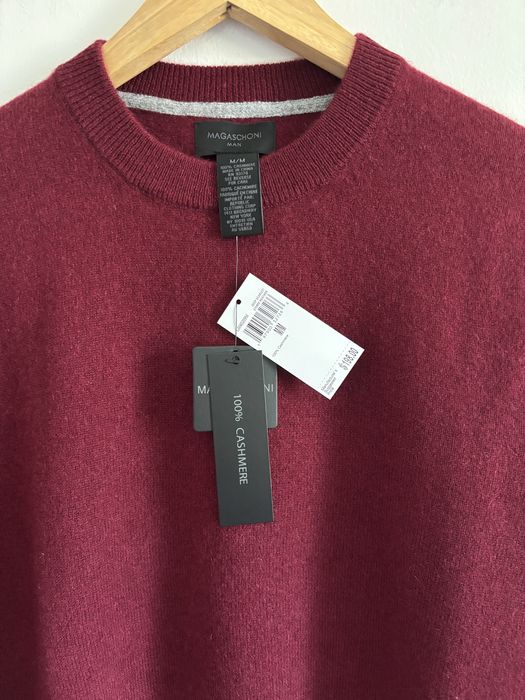 Sweter kaszmirowy męski kolor burgundowy Magaschoni  rozmiar M