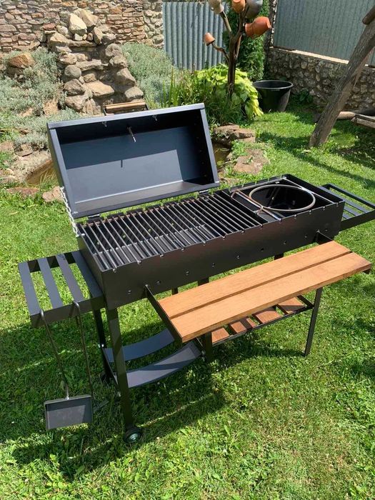 Великий мангал-барбекю на 13 шампурів з термометром! Мангал 5 мм