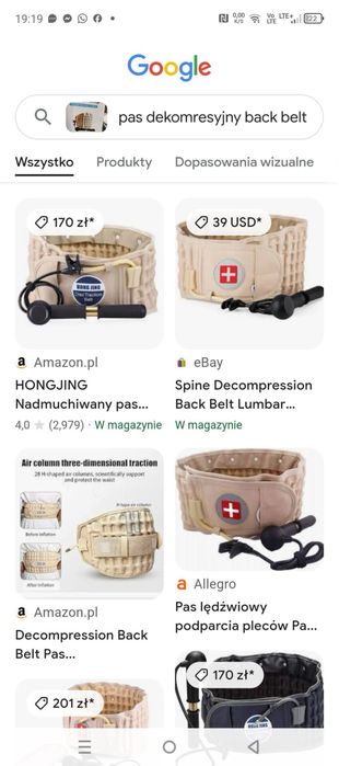 Pas kompresyjny nadmuchiwany