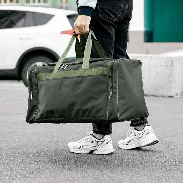 Велика дорожня спортивна сумка BUL зелена текстильна  на 60л