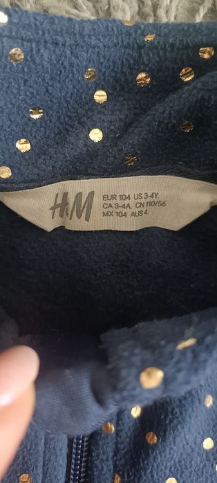 Bluza polar h&m 104 granatowy w kropki