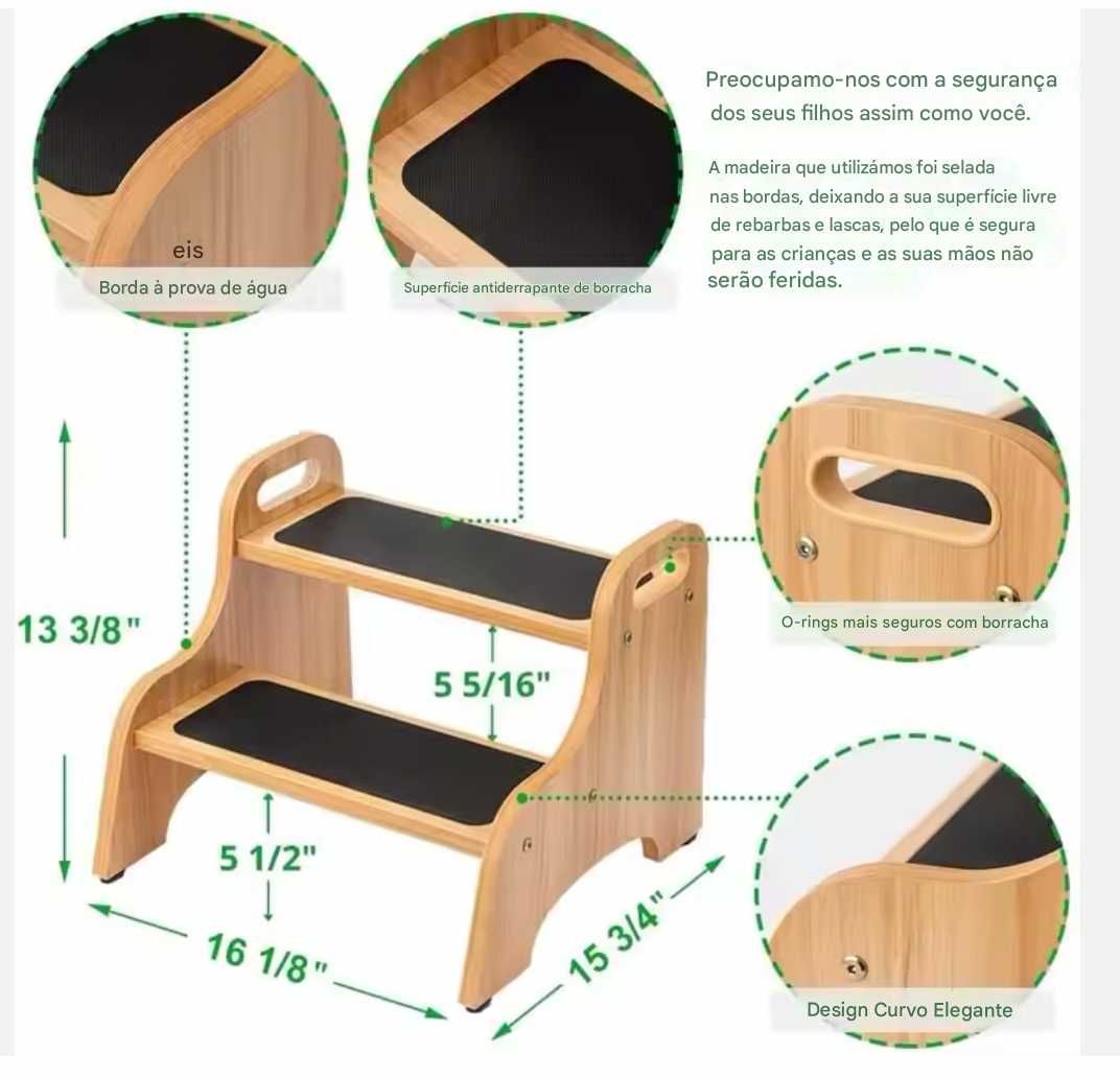 Piso Alzador Escala Para Niños De Madera Banco Taburete