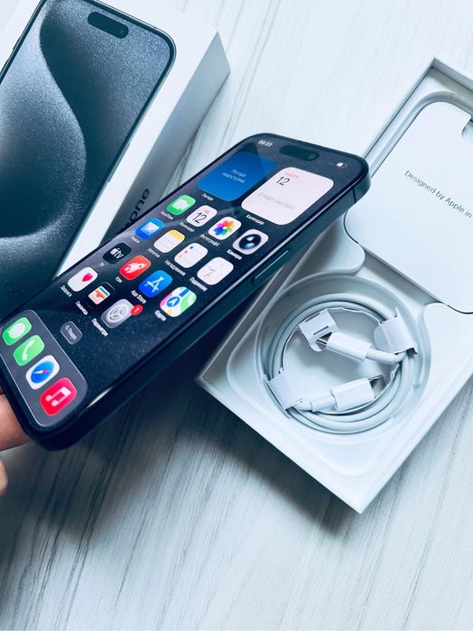 З гарантією iphone 15pro 128gb black titanium neverlock 87%фіз сім