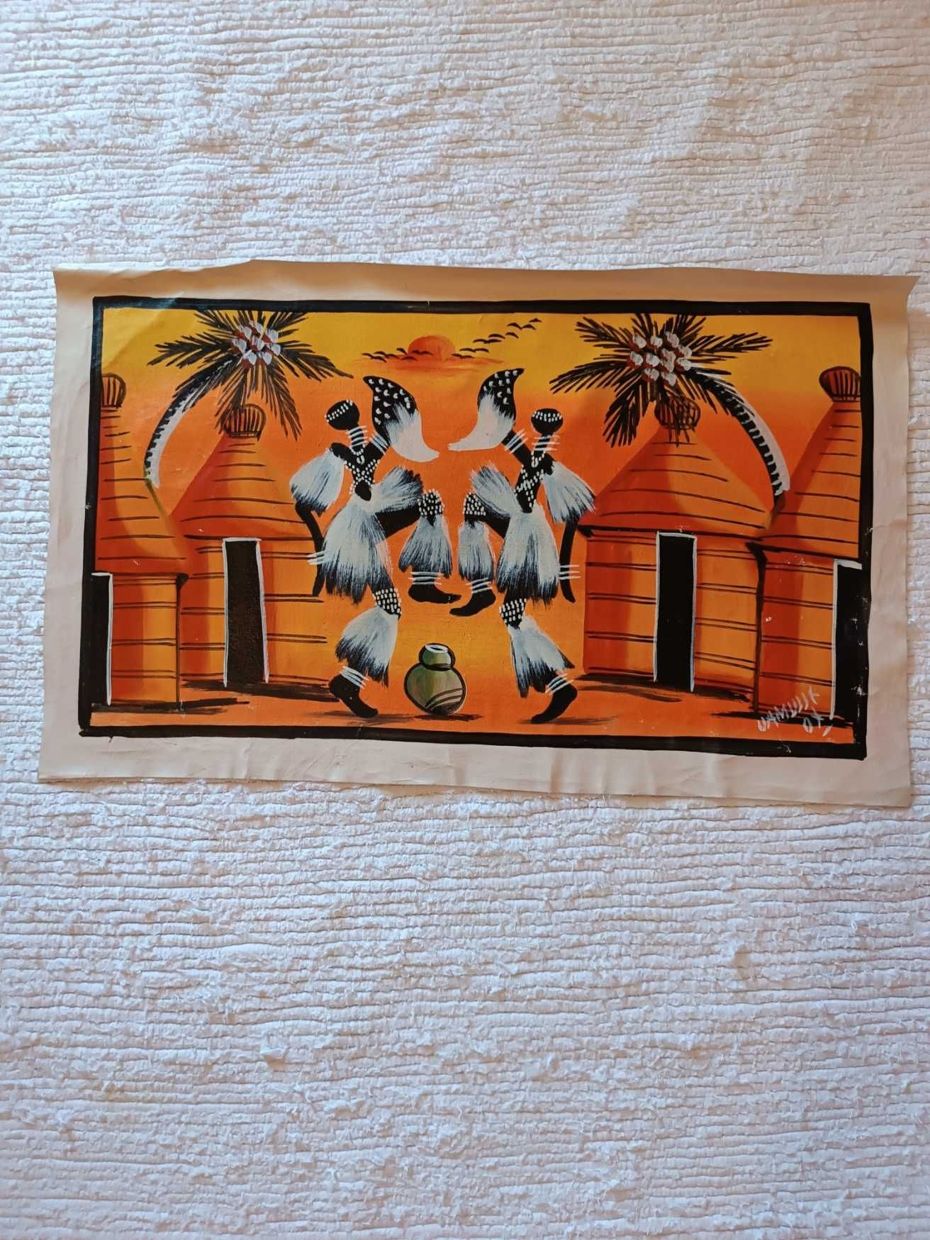 Telas Africanas (Moçambique) pintadas à mão e assinadas